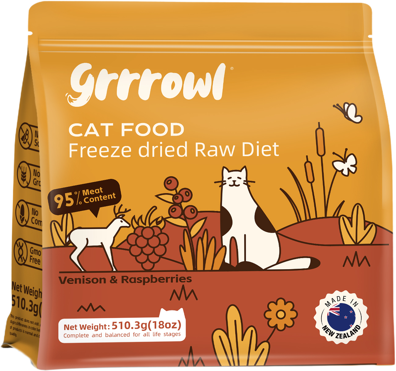 Grrrowl Freeze Dried Venison & Rapsberries for Cat